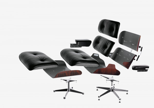 Vitra Eames Lounge chair met Ottoman fauteuil (nieuwe afmetingen) zwart