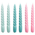 Hay Candle Twist kaarsen set van 6 Arctic blue, teal, pink