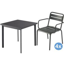 Emu Star tuinset 70x70 tafel + 4 stoelen (armchair)
