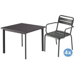 Emu Star tuinset 90x90 tafel + 4 stoelen (armchair)
