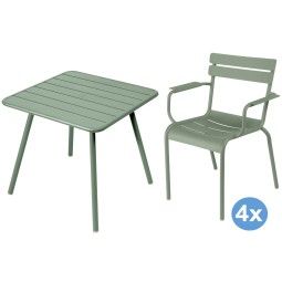 Fermob Luxembourg tuinset 80x80 tafel + 4 stoelen (armchair)