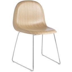 Gubi Gubi 3D Wood Sled stoel met chroom onderstel