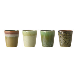 HKliving 70's Ceramic koffie mok set van 4 spring greens