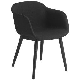 Muuto Tweedekansje - Fiber Wood gestoffeerde stoel zwart, Remix 183