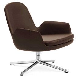 Normann Copenhagen Tweedekansje - Era Lounge Chair Low Swivel fauteuil met aluminium onderstel, Ultra Leather 41589