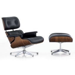 Vitra Eames Lounge chair met Ottoman fauteuil (nieuwe afmetingen) walnotenhout