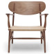 Carl Hansen & Son CH22 fauteuil geolied walnoot, walnoot cover cap, natural paper cord