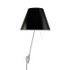 Luceplan Costanza wandlamp met aan-/uitschakelaar aluminium body, kap zwart