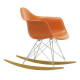 Vitra Eames RAR schommelstoel esdoorn goud onderstel, rusty orange